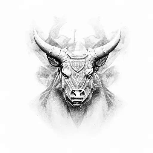 minotaur face forward tattoo design idea