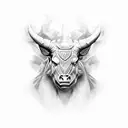 minotaur face forward tattoo design idea