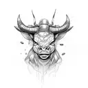 minotaur face forward tattoo design idea
