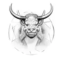minotaur face forward tattoo design idea