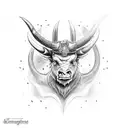 minotaur face forward tattoo design idea