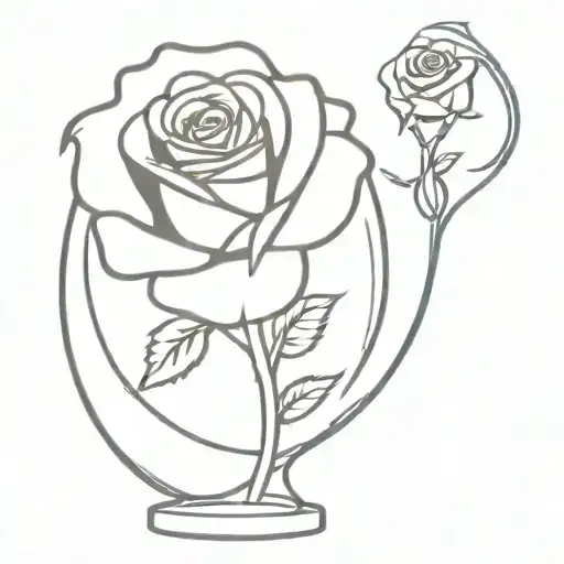 rose in glass case beauty and the beast cobra smart tattoo design idea