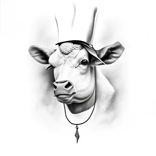 farm animals with hats tattoo design idea
