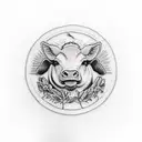 farm animals with snapbacks tattoo design idea