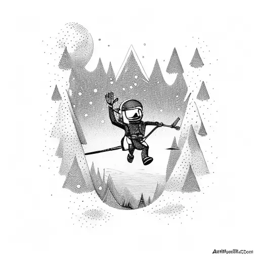 Stick man snowing and skydiving tattoo design idea