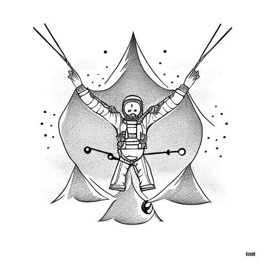 Stick man snowing and skydiving tattoo design idea