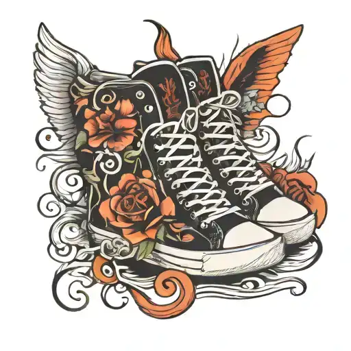 sneakers with high heels tattoo design idea