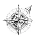 compass with mountains with hiking with mountain biking with camping tattoo design idea