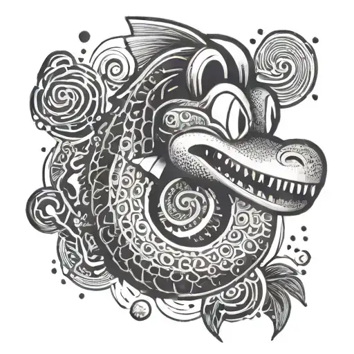 An Egyptian hieroglyphic-inspired design featuring Yoshi from Mario tattoo design idea