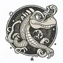 An Egyptian hieroglyphic-inspired design featuring Yoshi from Mario tattoo design idea