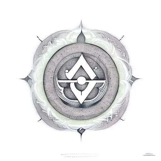 Hindu Swastik symbol with the word Ikigai in Japanese tattoo design idea