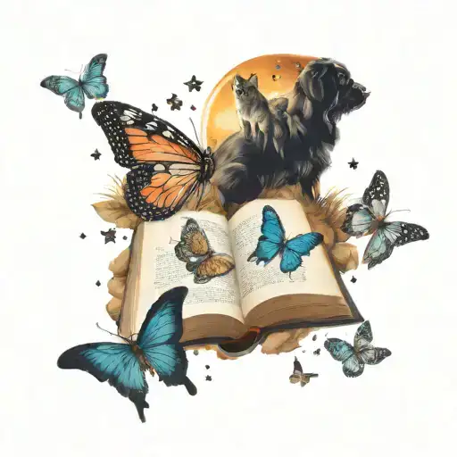 bible, butterflies, stars, cats, dogs, island, beach tattoo design idea