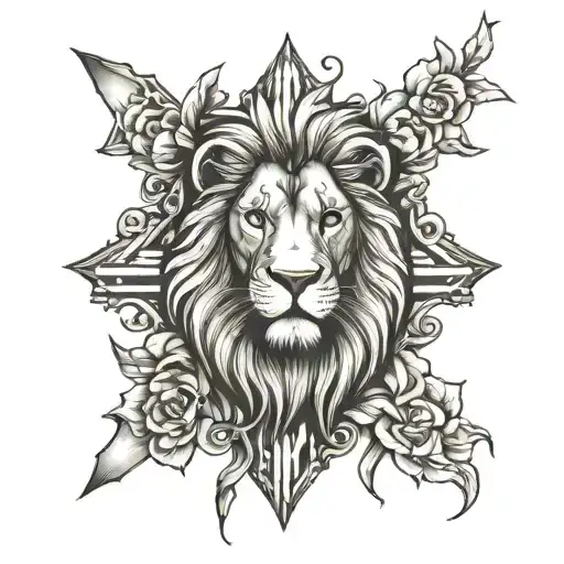 lion and lamb cross tattoo tattoo design idea