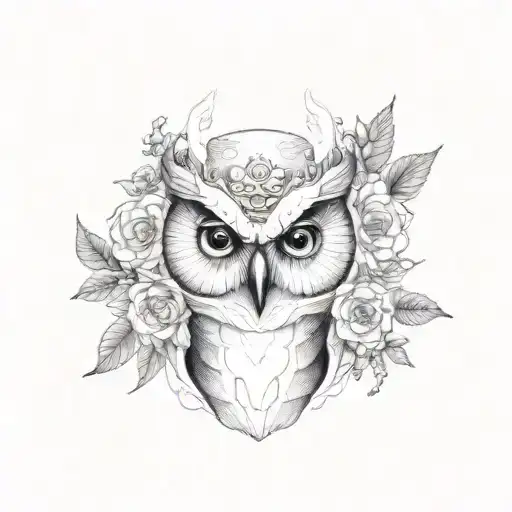 the owl house king skull with flowers tattoo design idea