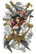 sexy pirate flag tattoo design idea