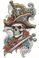 sexy pirate flag tattoo design idea