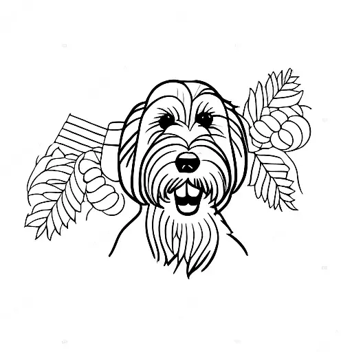 goldendoodle memorial simple lines tattoo design idea