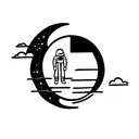 moon and astronaut tattoo design idea