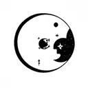 moon and astronaut tattoo design idea