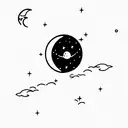 moon and astronaut tattoo design idea