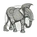 elephant mandala ohm symbol tattoo design idea