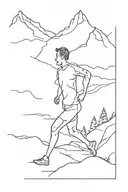 silhouette of a runner and a mountain tattoo design idea