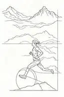 silhouette of a runner and a mountain tattoo design idea