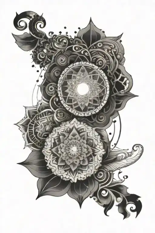 Incorporate a flute and chakra design into a mandala tattoo tattoo design idea