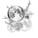moon with thorns gothic tattoo design idea