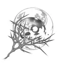 moon with thorns gothic tattoo design idea