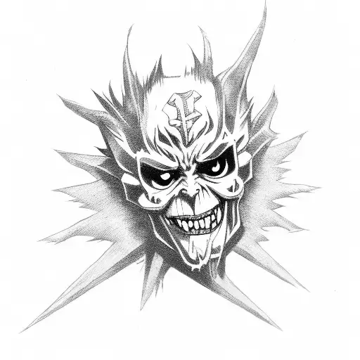 ryuk with skulls tattoo design idea