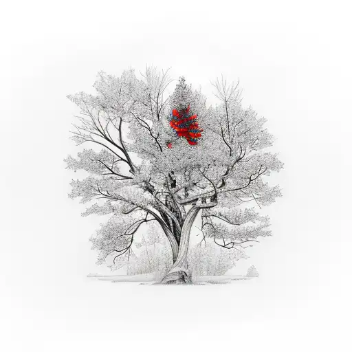 A black and grey tattoo of a CT scanner surrounded by fall foliage, representing the client's passion for their occupation and the beauty of the season tattoo design idea