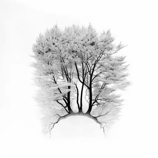 A black and grey tattoo of a CT scanner surrounded by fall foliage, representing the client's passion for their occupation and the beauty of the season tattoo design idea