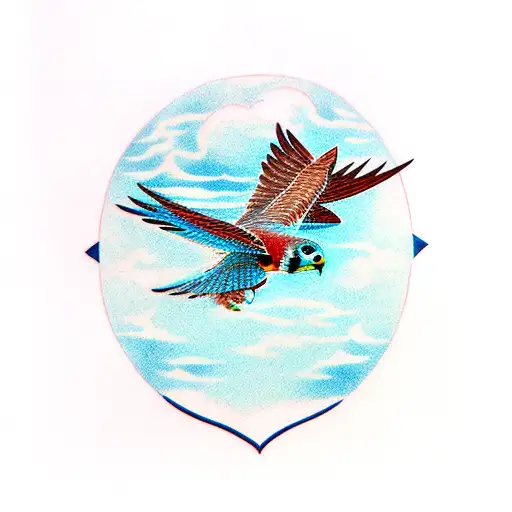 lesser kestrel hovering tattoo design idea