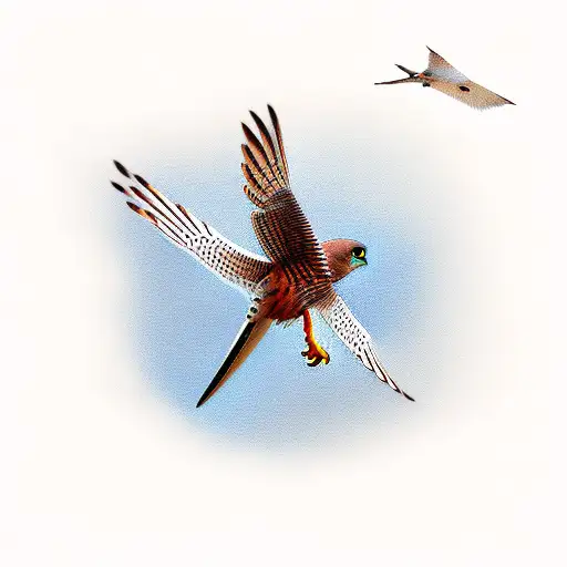 lesser kestrel hovering tattoo design idea