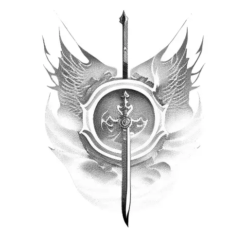 anime eyes in reflection of sword tattoo design idea