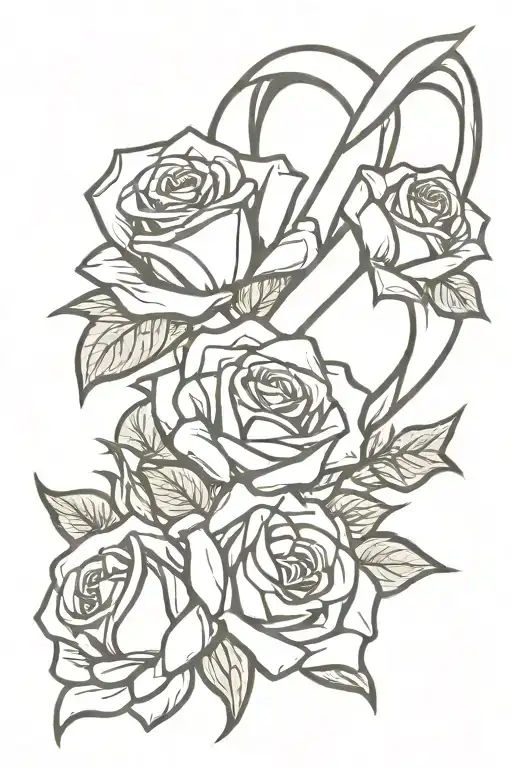 cancer ribbon roses  tattoo design idea