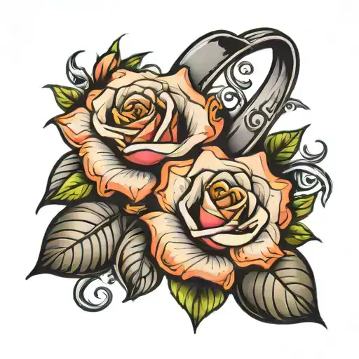 cancer ribbon roses tattoo design idea