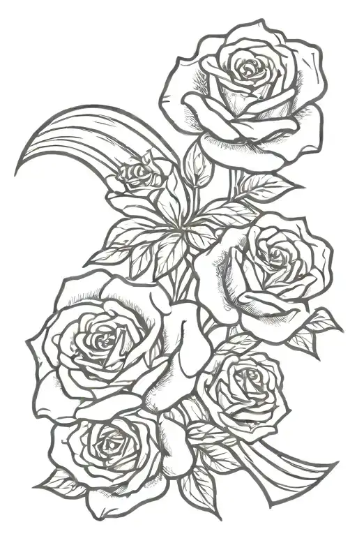 cancer ribbon roses tattoo design idea