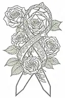 cancer ribbon roses crosario  rosas flores tattoo design idea