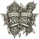 kayastha name tattoo with crown on top on forearms in horizontal direction with two sword cross each other  for forearms tattoo design idea