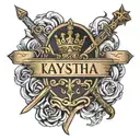 kayastha name tattoo with crown on top on forearms in horizontal direction with two sword cross each other  for forearms tattoo design idea