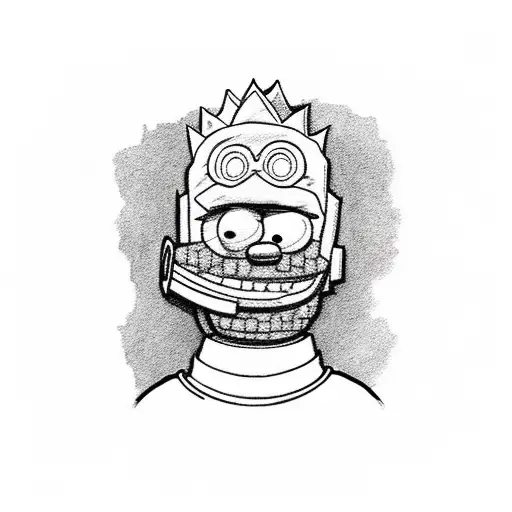 bart simpson with mf doom mask tattoo design idea