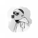 mf doom on couch with bottle in hand tattoo design idea