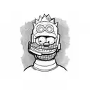 bart simpson with mf doom mask tattoo design idea