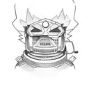 bart simpson with mf doom mask tattoo design idea