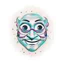 A tattoo of a happy and sad theater masks in a geeky style tattoo design idea