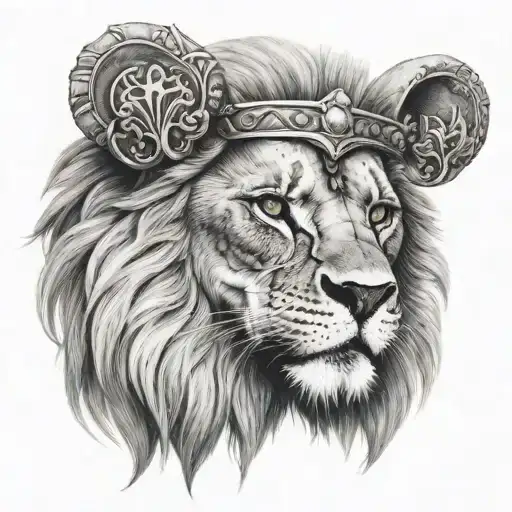 lion skull crown black and grey tattoo tattoo design idea