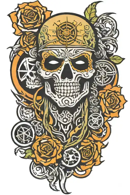 arm sleeve tattoo featuring artwork that represent the bands Sublime and Rancid tattoo design idea