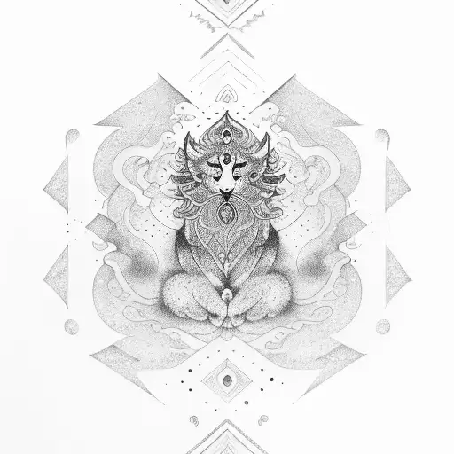 Mantra written in elegant calligraphy with a celestial background tattoo design idea